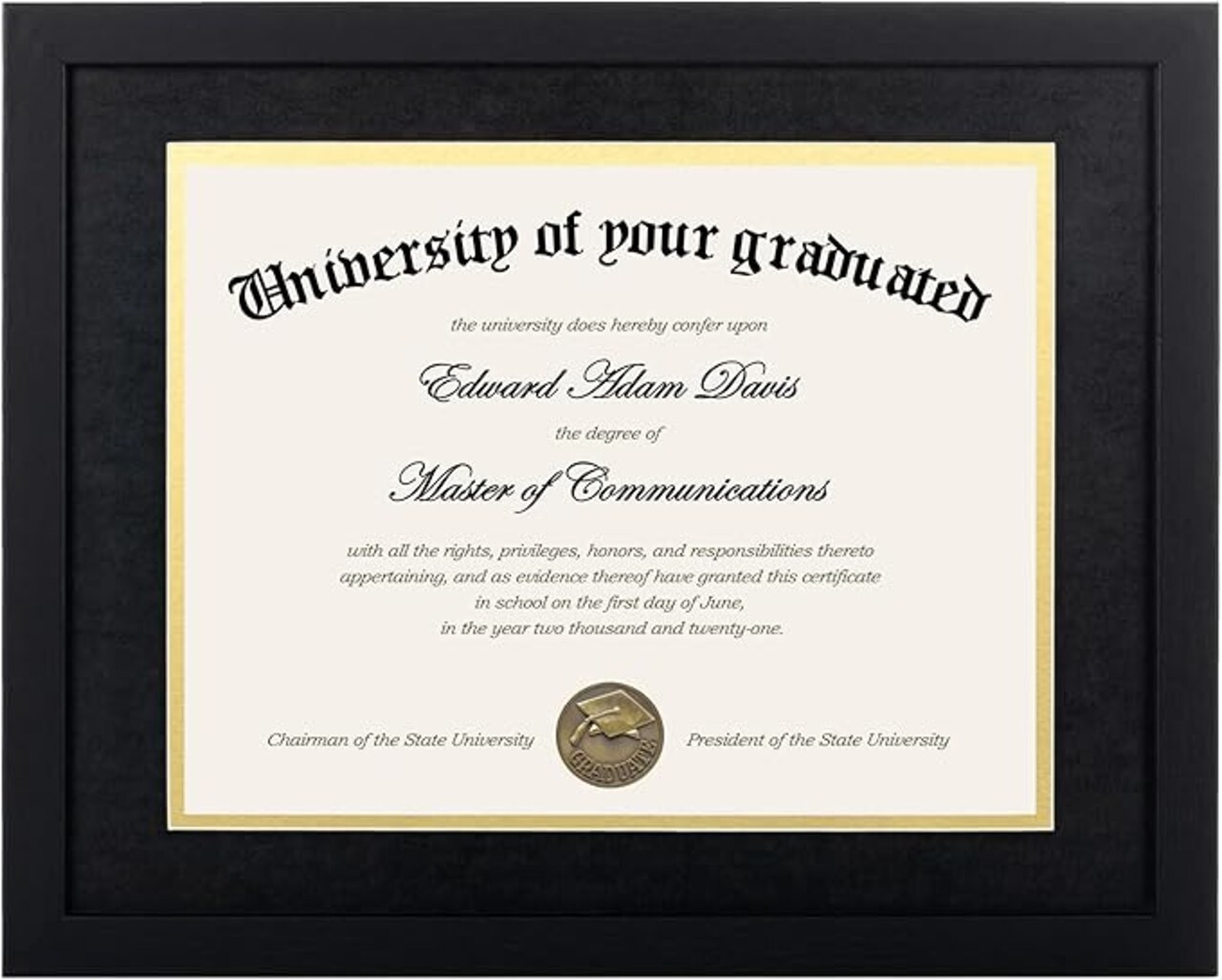 11x14 Diploma Frame Certificate Degree Document Frame with High Definition Glass, 8.5 x 11 with mat for Wall and Tabletop, Black Double Mat, 1 Pack